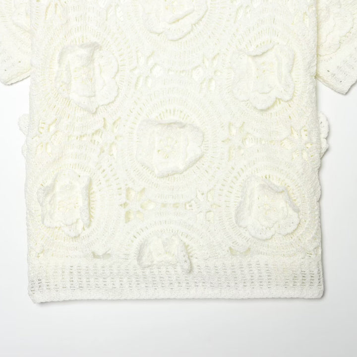 Dams Spets T-shirt med lyxig blommönster och dekorativa pärlor Mirla-Eva Jonsson