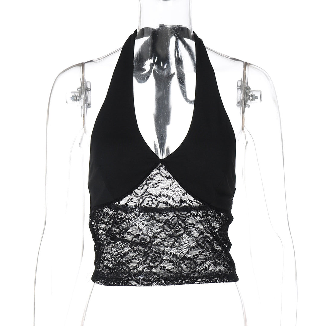 Dams Spitzen-Crop-Top med halterband och figurnära skärning Mirla-Eva Jonsson
