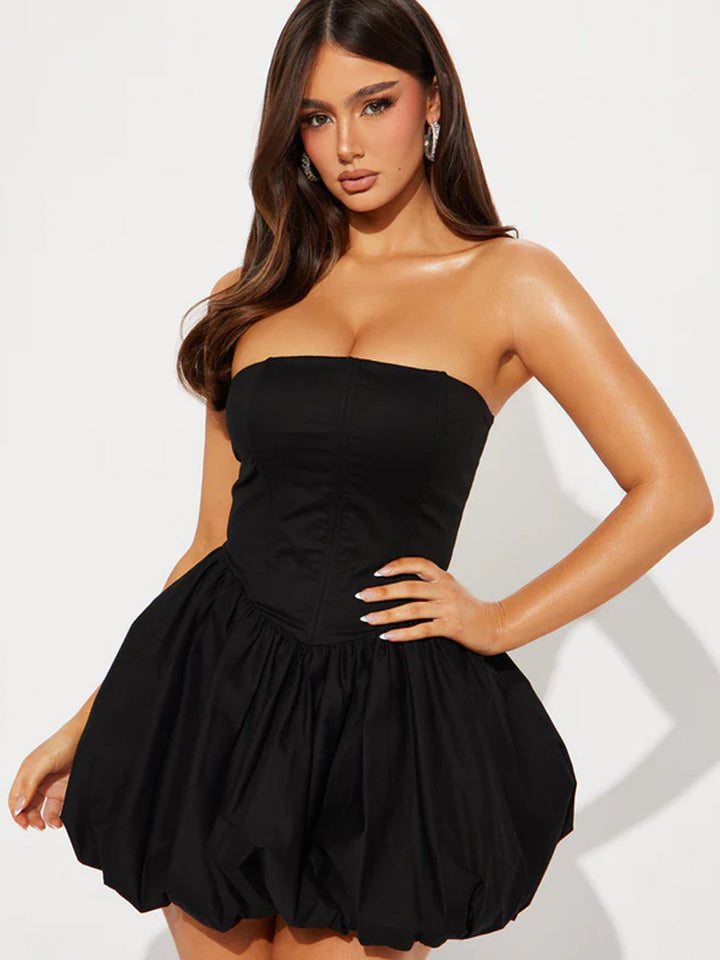 Dams Strapless Babydoll-klänning med voluminös fåll Mirla-Eva Jonsson