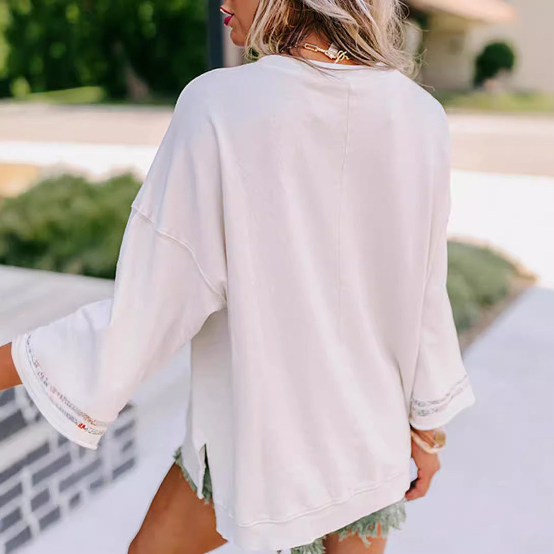 Dams Sweatshirt med Blommig Fredssymbol Mirla-Eva Jonsson