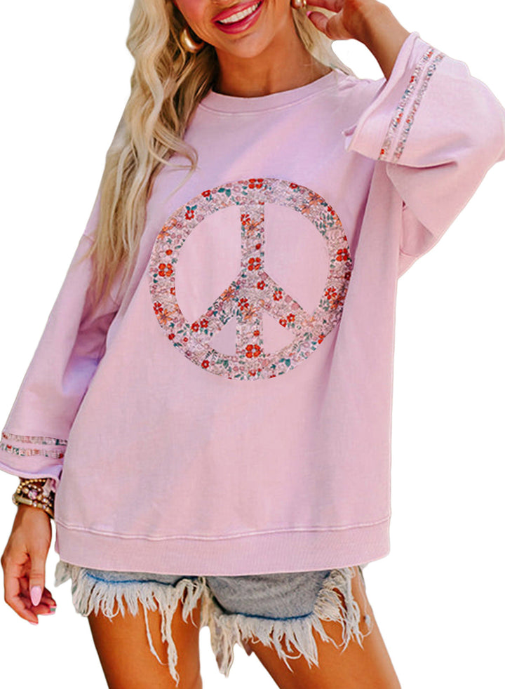 Dams Sweatshirt med Blommig Fredssymbol Mirla-Eva Jonsson