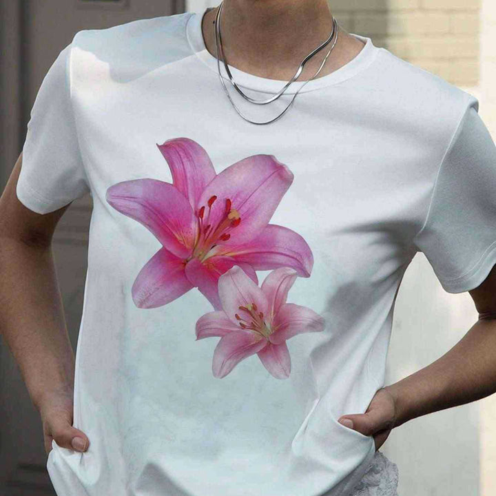 Dams T-shirt med blommönster och komfortskärning Mirla-Eva Jonsson