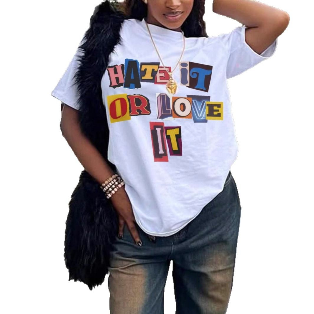 Dams T-shirt med iögonfallande text och avslappnad passform Mirla-Eva Jonsson