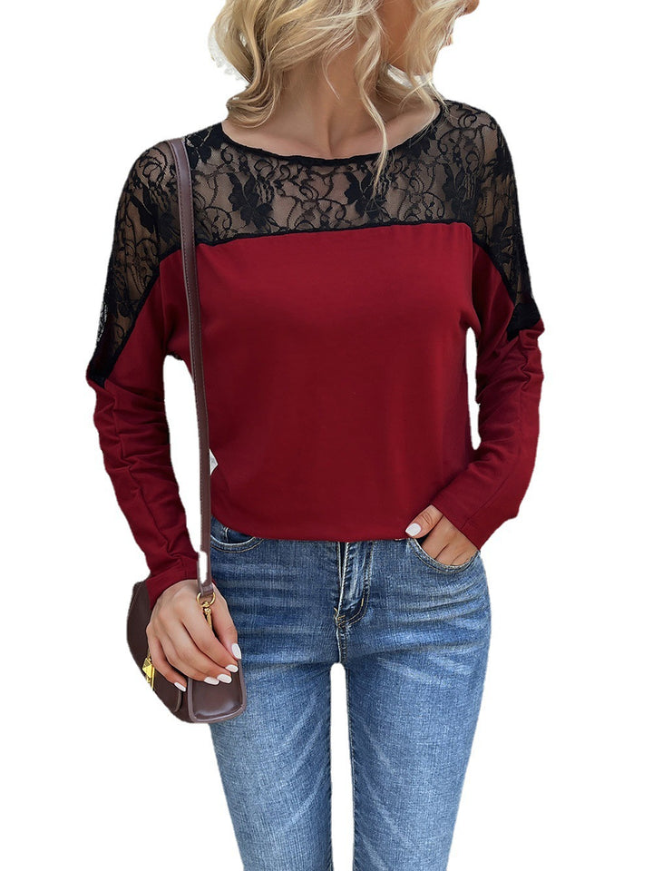 Dams T-shirt med spets och moderiktig skärning Eva Jonsson-Eva Jonsson