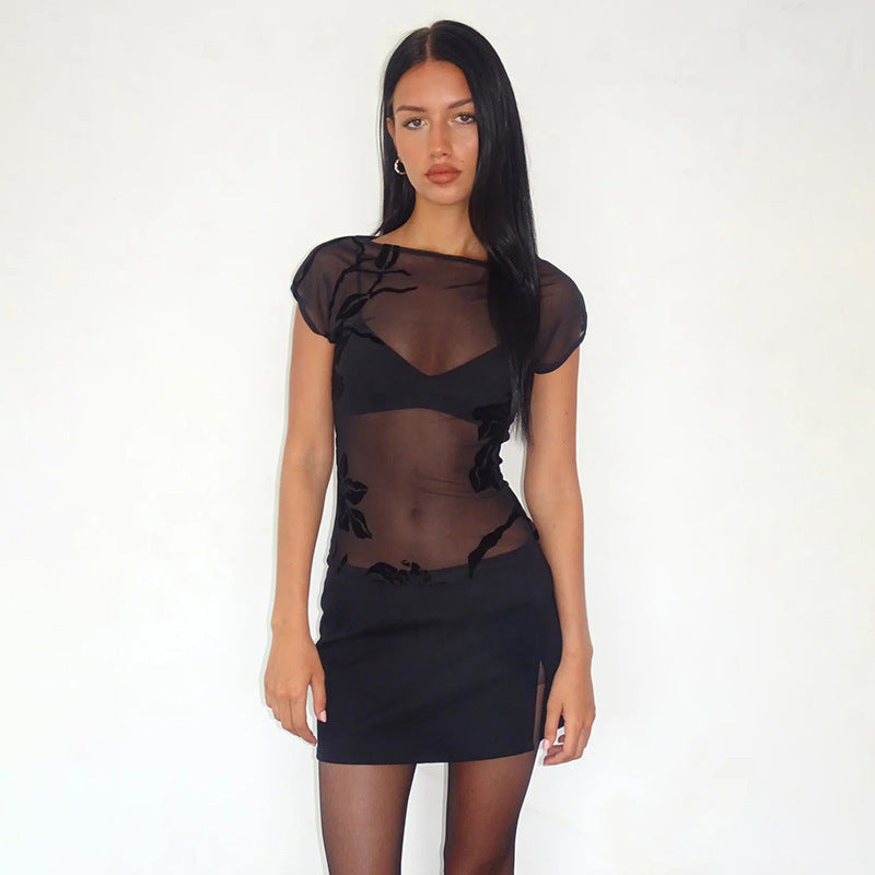 Dams Transparent Blus med blommönster Mirla-Eva Jonsson