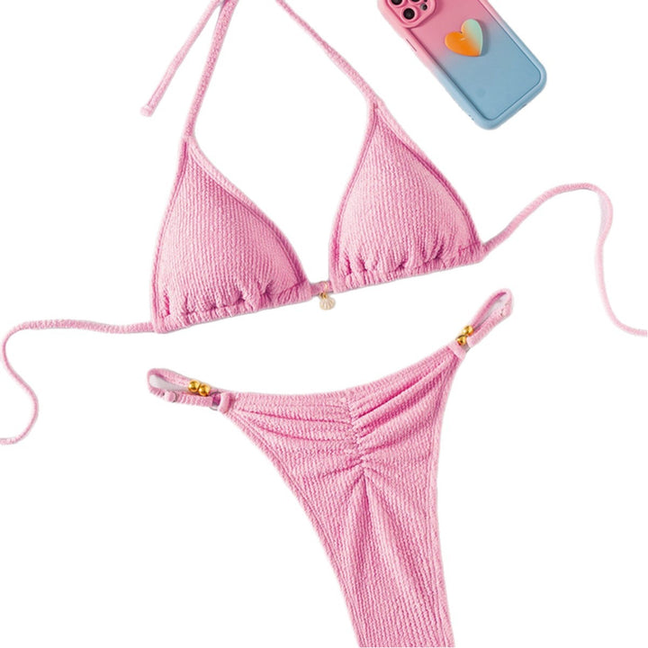 Dams Triangel-Bikini i modern randdesign med eleganta pärldetaljer Mirla-Eva Jonsson