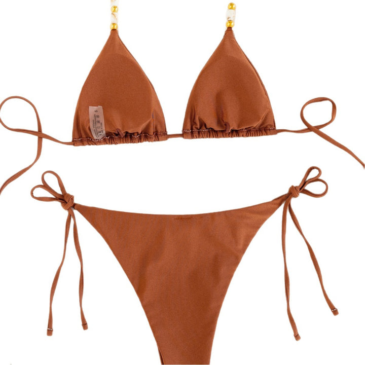 Dams Triangel-Bikini med justerbara band och dekorativa pärlor Mirla-Eva Jonsson