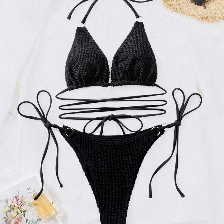 Dams Triangel-Bikini med trendigt inslagsdesign och unikt stickat mönster Mirla-Eva Jonsson