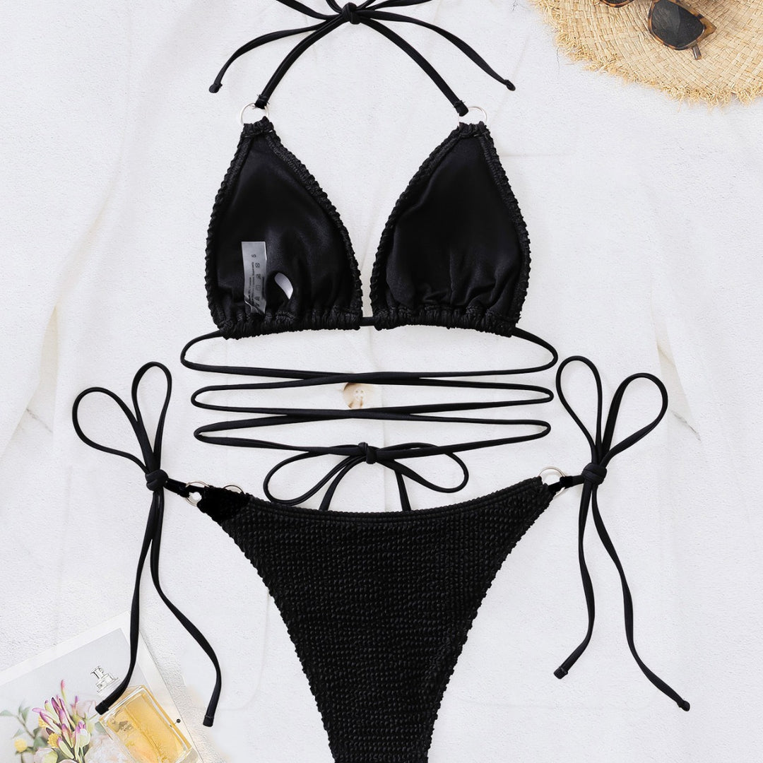 Dams Triangel-Bikini med trendigt inslagsdesign och unikt stickat mönster Mirla-Eva Jonsson