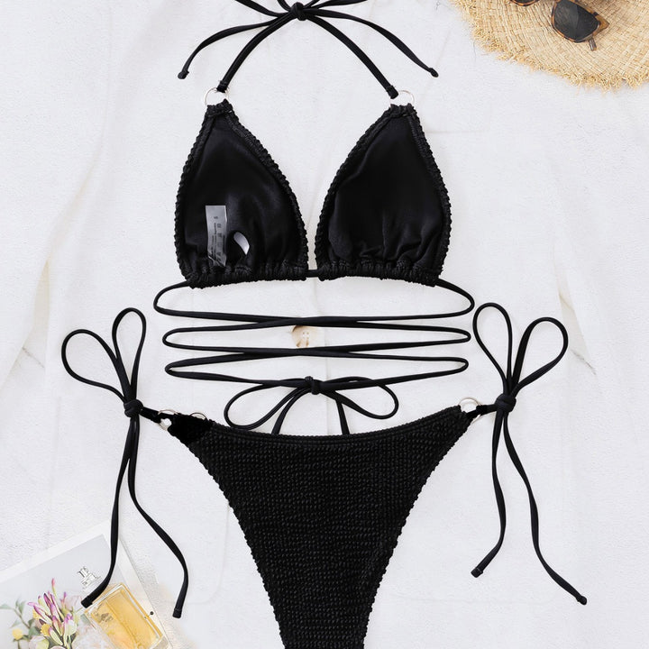 Dams Triangel-Bikini med trendigt inslagsdesign och unikt stickat mönster Mirla-Eva Jonsson