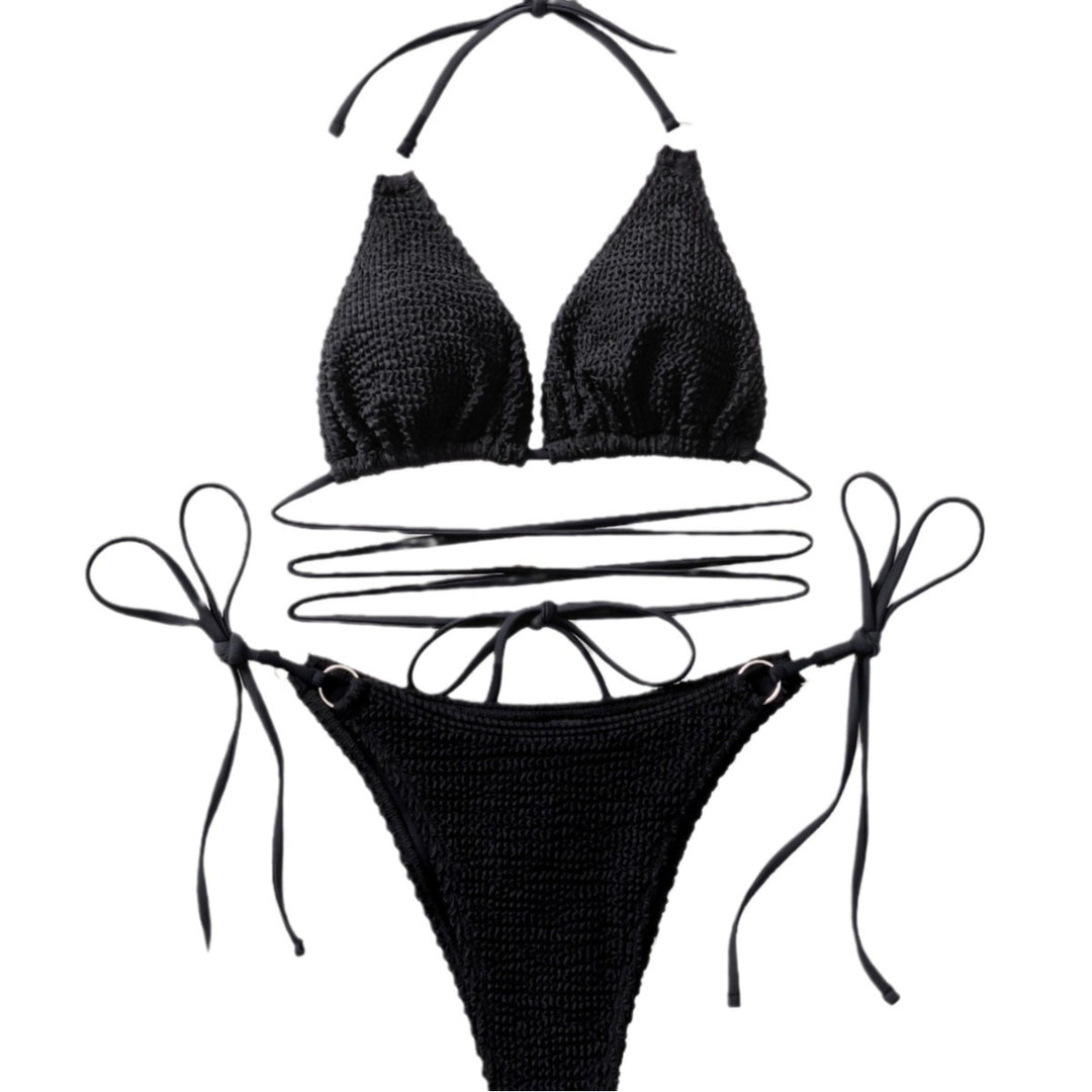 Dams Triangel-Bikini med trendigt inslagsdesign och unikt stickat mönster Mirla-Eva Jonsson