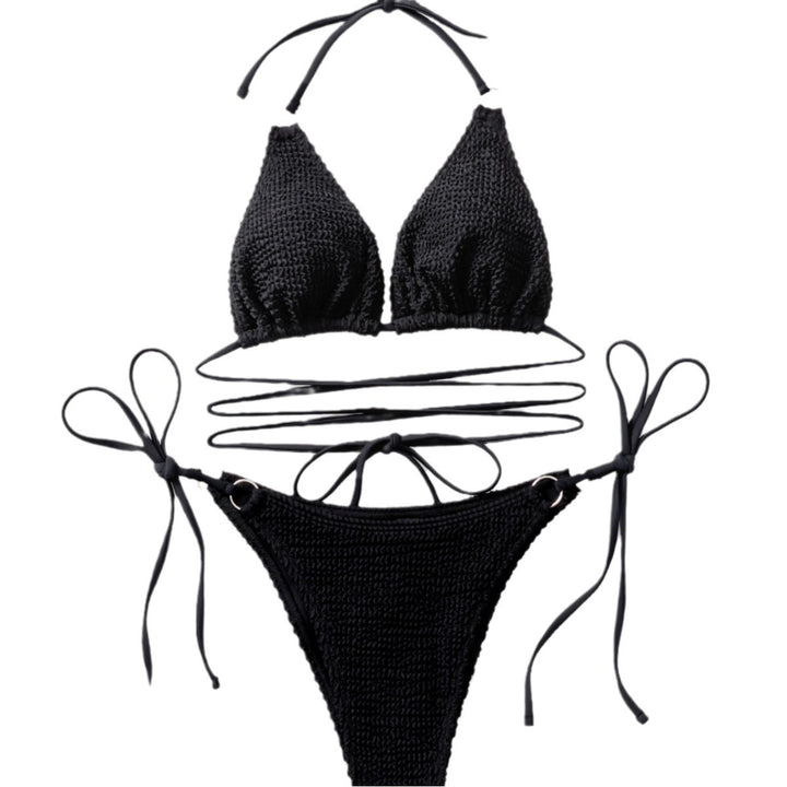 Dams Triangel-Bikini med trendigt inslagsdesign och unikt stickat mönster Mirla-Eva Jonsson