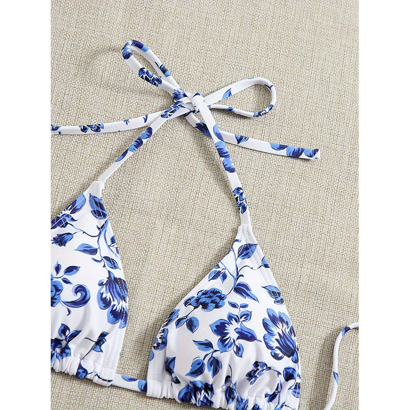 Dams Triangel-Bikini-set med blommönster och lätt överdrag Mirla-Eva Jonsson