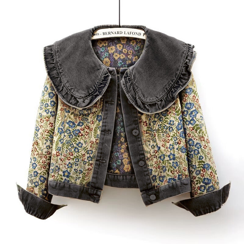 Dams Vintage Blomjacka med modern krage Mirla-Eva Jonsson