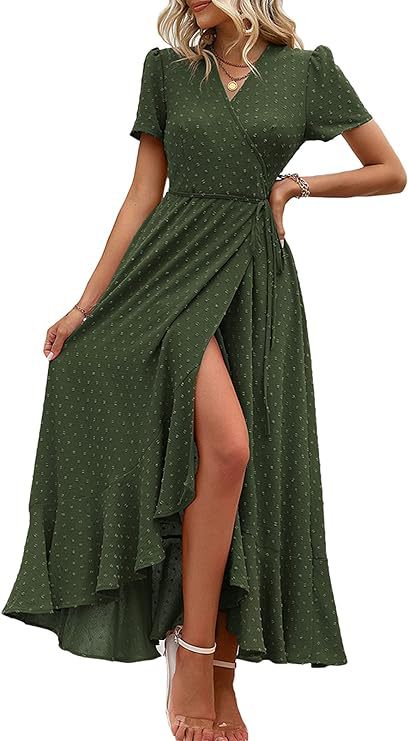 Dams Wickelmaxiklänning med elegant rynkning och asymmetrisk nederkant Eva Jonsson-Eva Jonsson