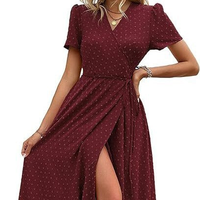 Dams Wickelmaxiklänning med elegant rynkning och asymmetrisk nederkant Eva Jonsson-Eva Jonsson