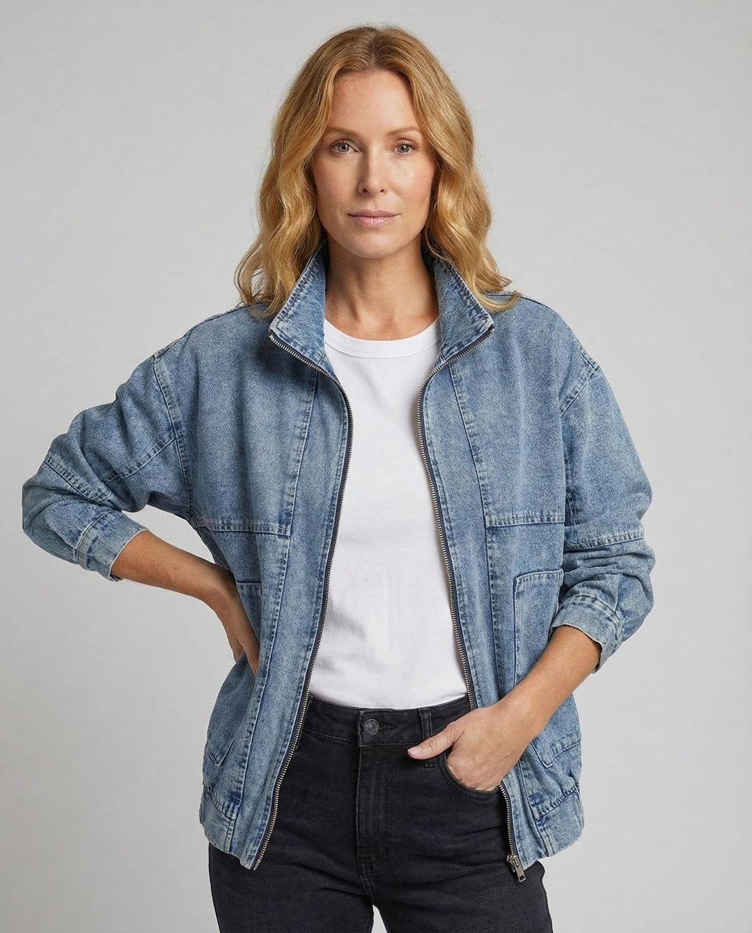 Dams Workwear-Denim-Jacka Dragkedja-Eva Jonsson