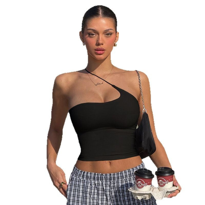 Dams asymmetrisk crop-top med justerbar halsband Mirla-Eva Jonsson