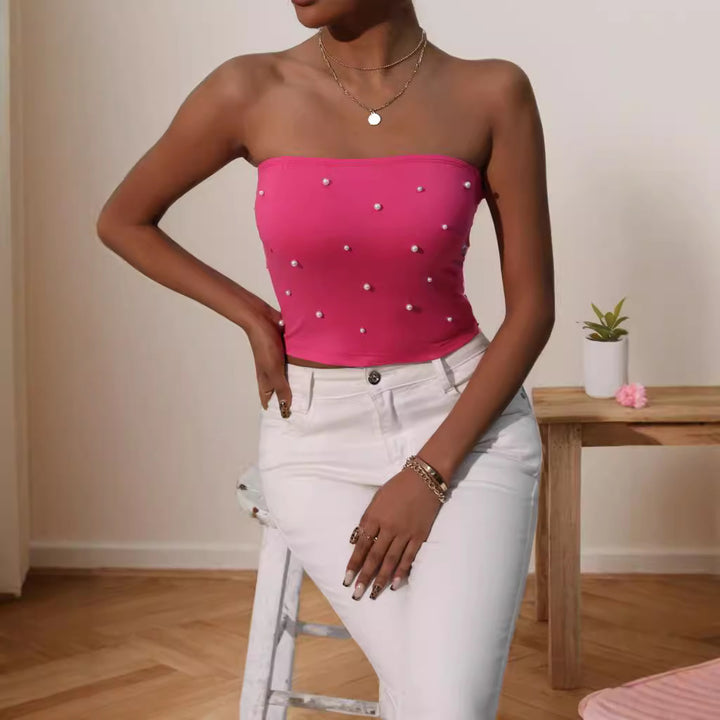 Dams bandeau-top med eleganta pärlapplikationer Mirla-Eva Jonsson