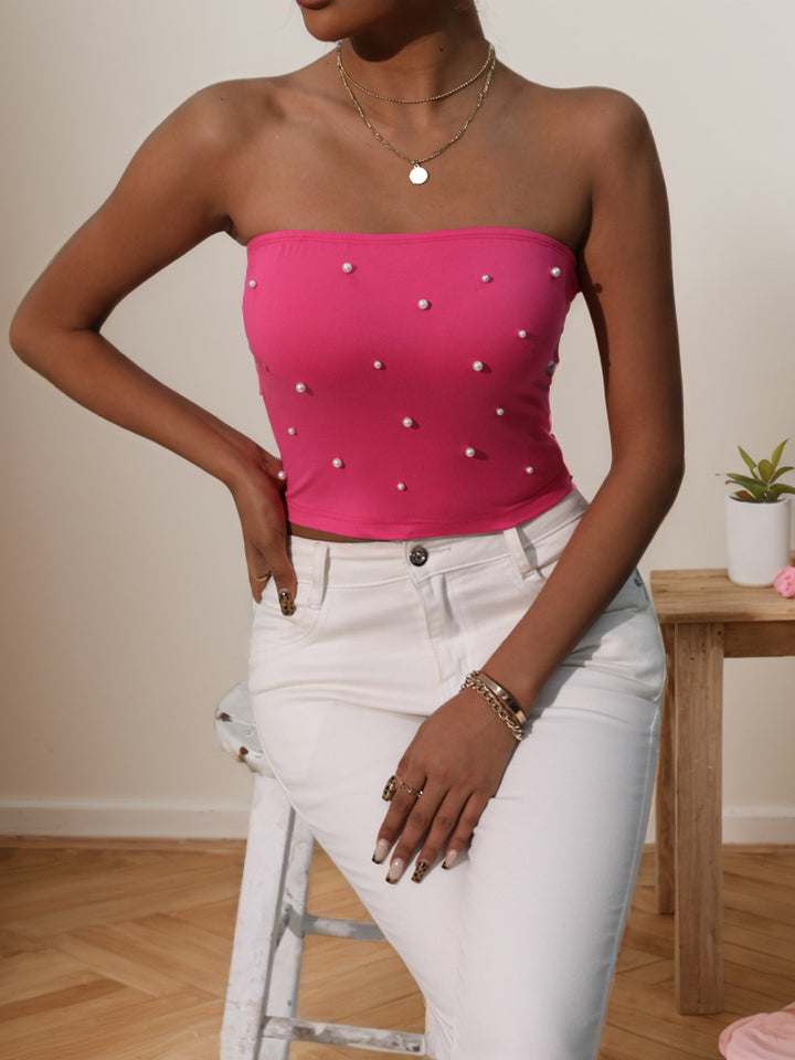 Dams bandeau-top med eleganta pärlapplikationer Mirla-Eva Jonsson