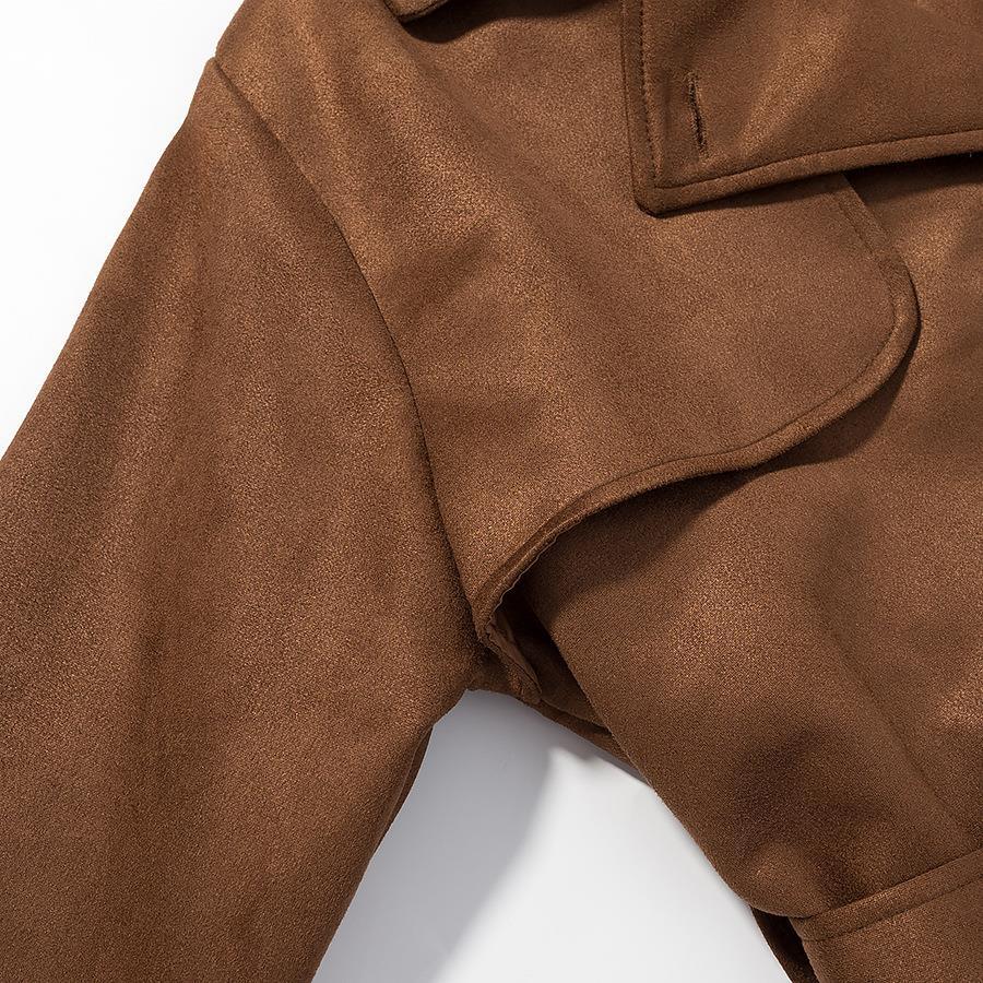 Dams bärbar mocka trenchcoat med bälte och stora fickor Mirla-Eva Jonsson