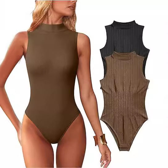 Dams bodysuit med elegant ståkrage och strukturerad yta Mirla-Eva Jonsson