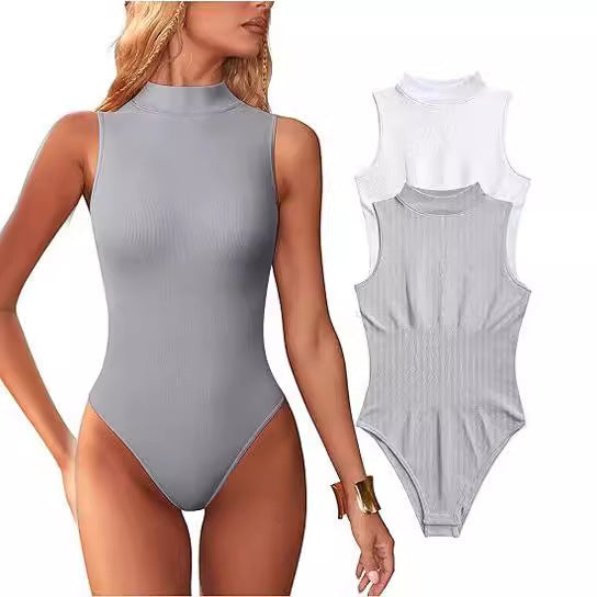 Dams bodysuit med elegant ståkrage och strukturerad yta Mirla-Eva Jonsson