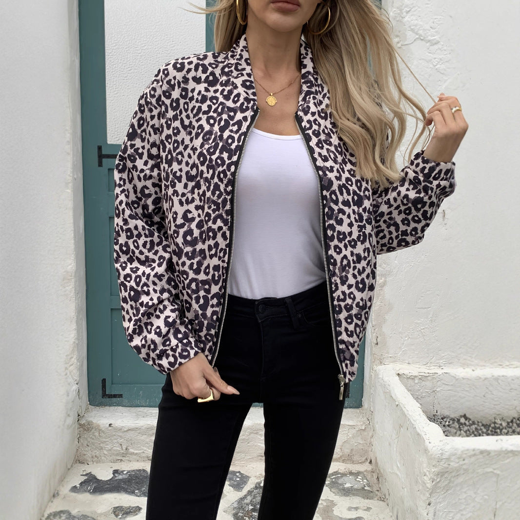 Dams bomberjacka med leopardmönster och elastiska manschetter Eva Jonsson-Eva Jonsson