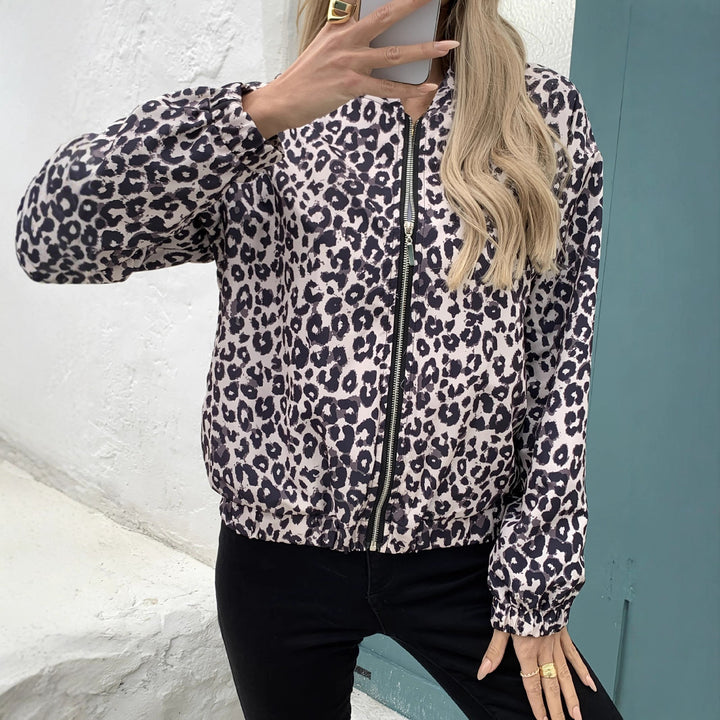 Dams bomberjacka med leopardmönster och elastiska manschetter Eva Jonsson-Eva Jonsson