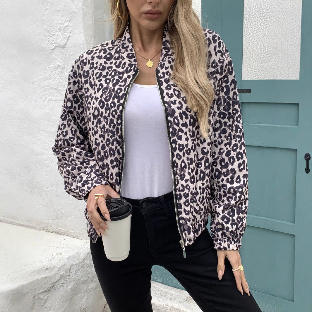Dams bomberjacka med leopardmönster och elastiska manschetter Eva Jonsson-Eva Jonsson
