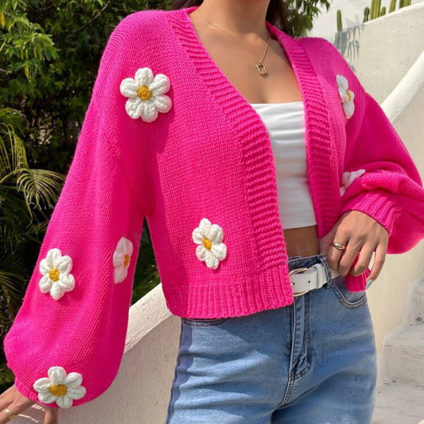 Dams cardigan med blomsterapplikationer och lös passform Eva Jonsson-Eva Jonsson