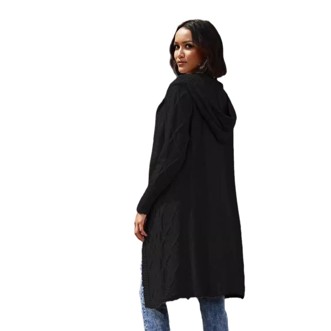 Dams cardigan med huva och dekorativ flätedesign Eva Jonsson-Eva Jonsson
