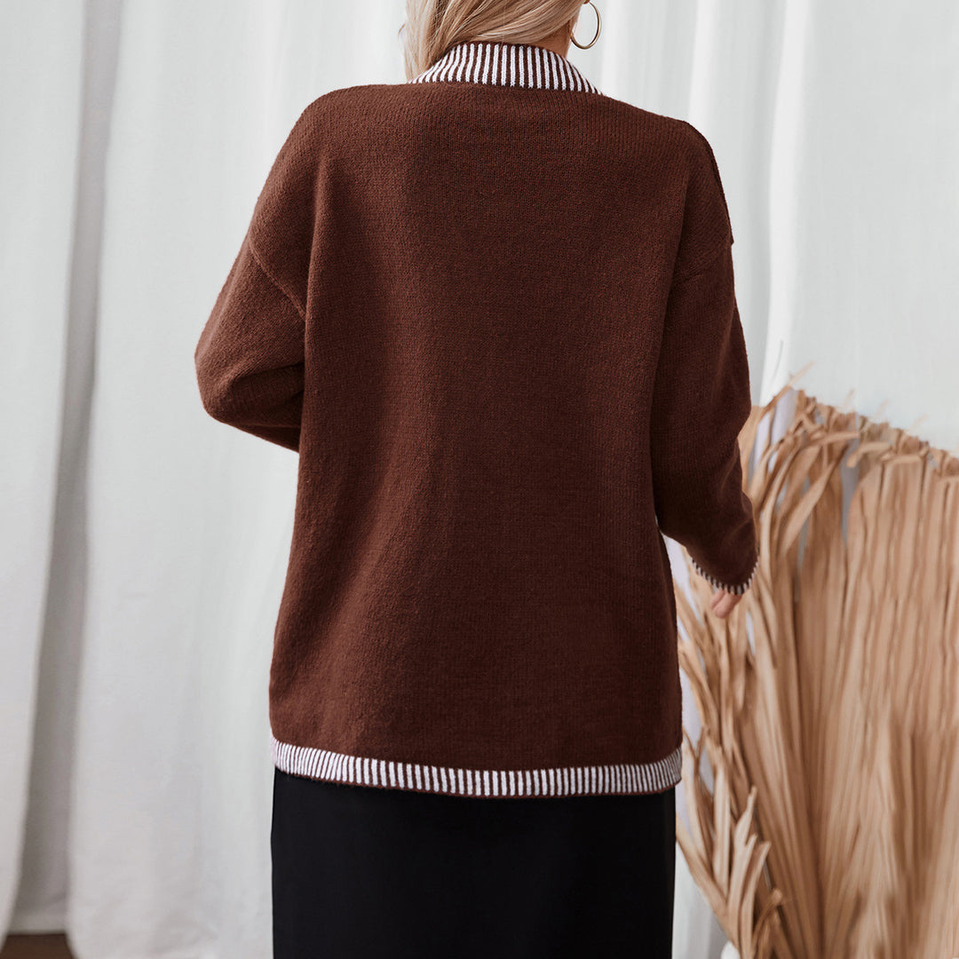 Dams cardigan med moderna randiga accenter och fickor Mirla-Eva Jonsson
