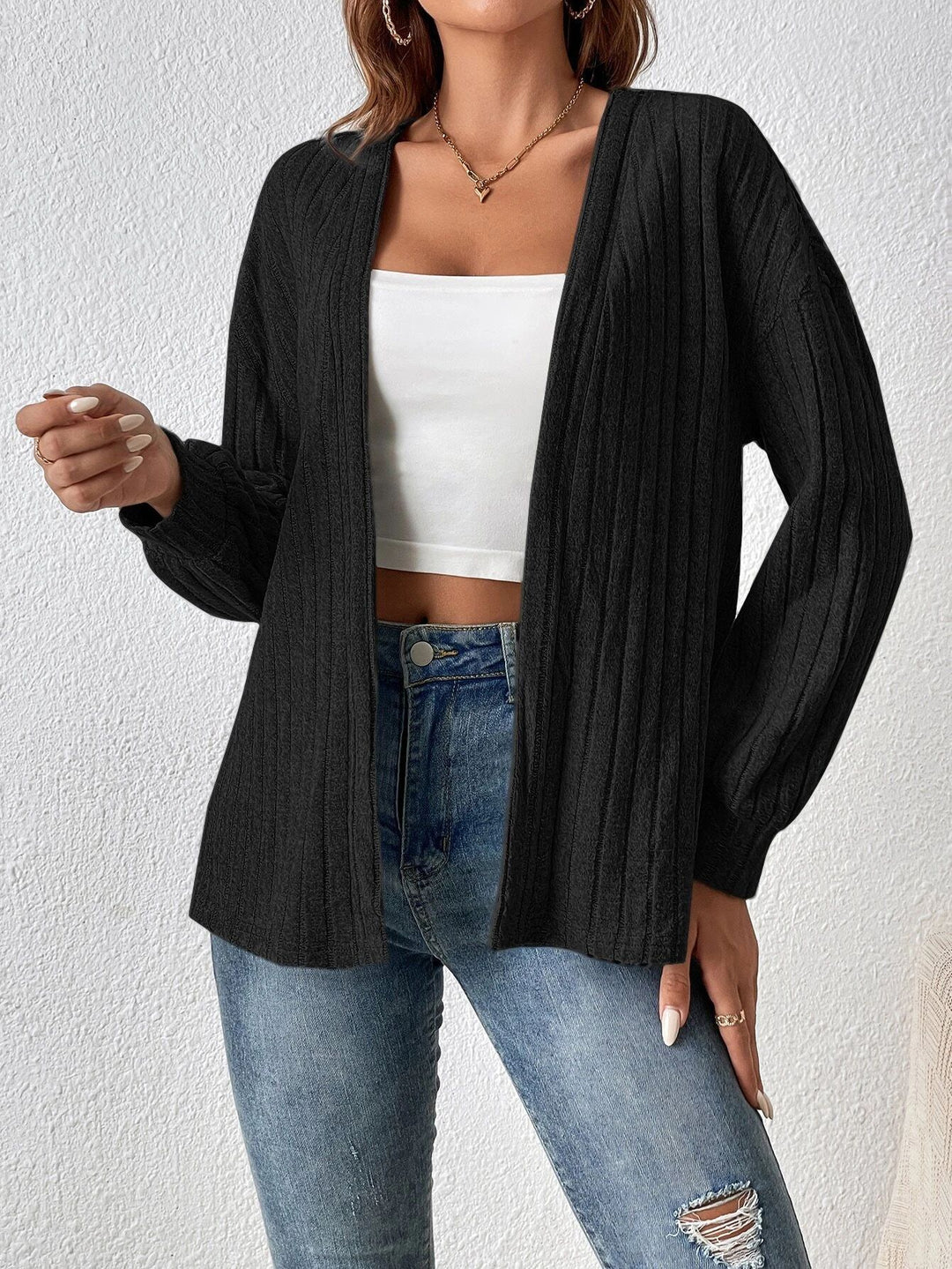 Dams casual cardigan med ribbstruktur Mirla-Eva Jonsson