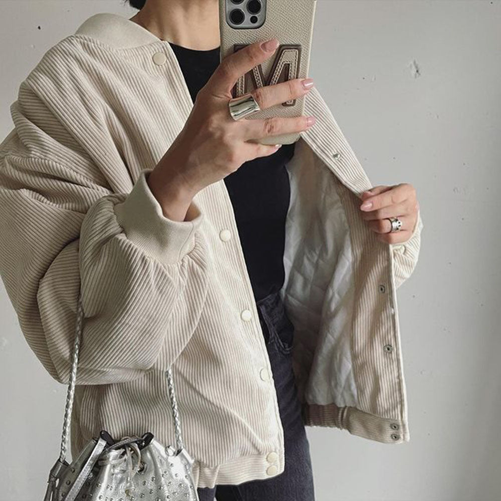 Dams casual cord jacket with snap button closure and elastic cuffs Mirla-Eva Jonsson