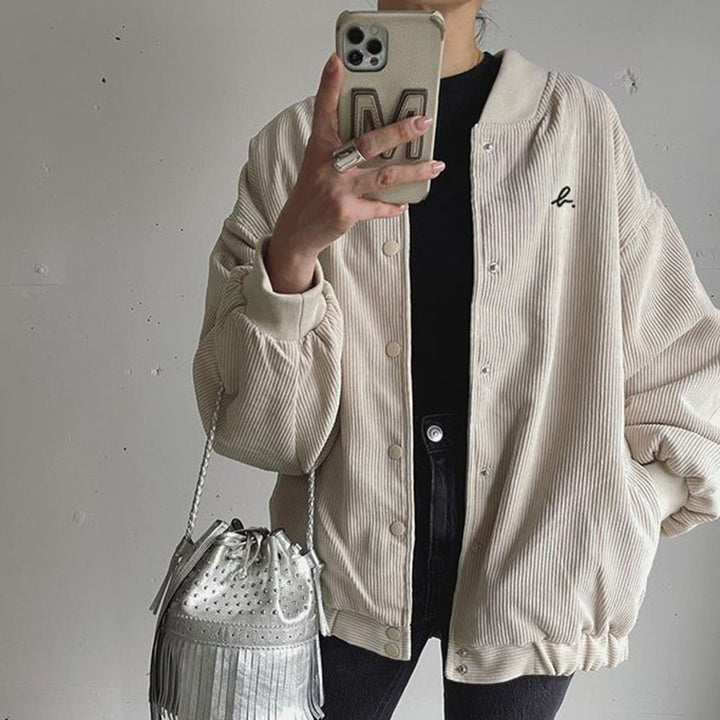 Dams casual cord jacket with snap button closure and elastic cuffs Mirla-Eva Jonsson