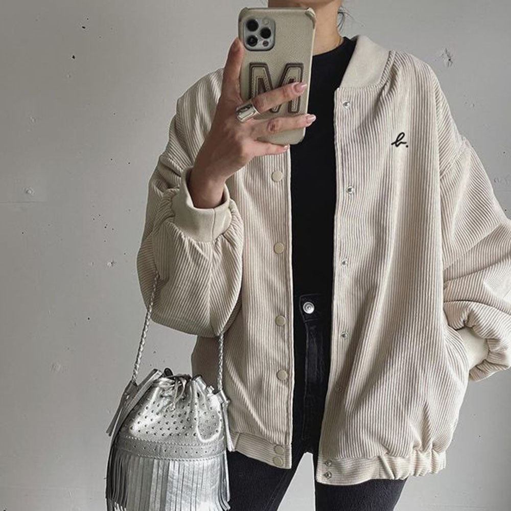 Dams casual cord jacket with snap button closure and elastic cuffs Mirla-Eva Jonsson