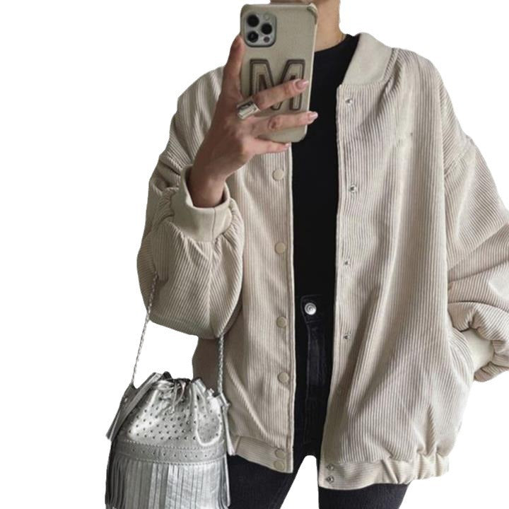 Dams casual cord jacket with snap button closure and elastic cuffs Mirla-Eva Jonsson