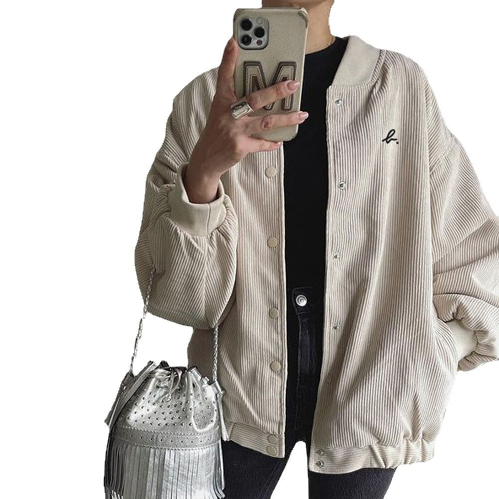 Dams casual cord jacket with snap button closure and elastic cuffs Mirla-Eva Jonsson