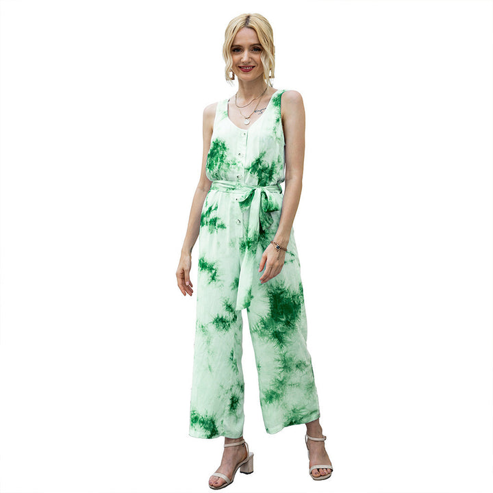 Dams casual jumpsuit med moderiktig knytbälte och knapplista Eva Jonsson-Eva Jonsson