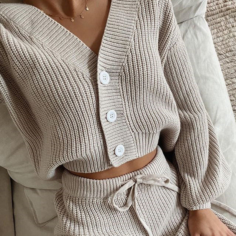 Dams casual knit set with button detail and side drawstring Eva Jonsson-Eva Jonsson
