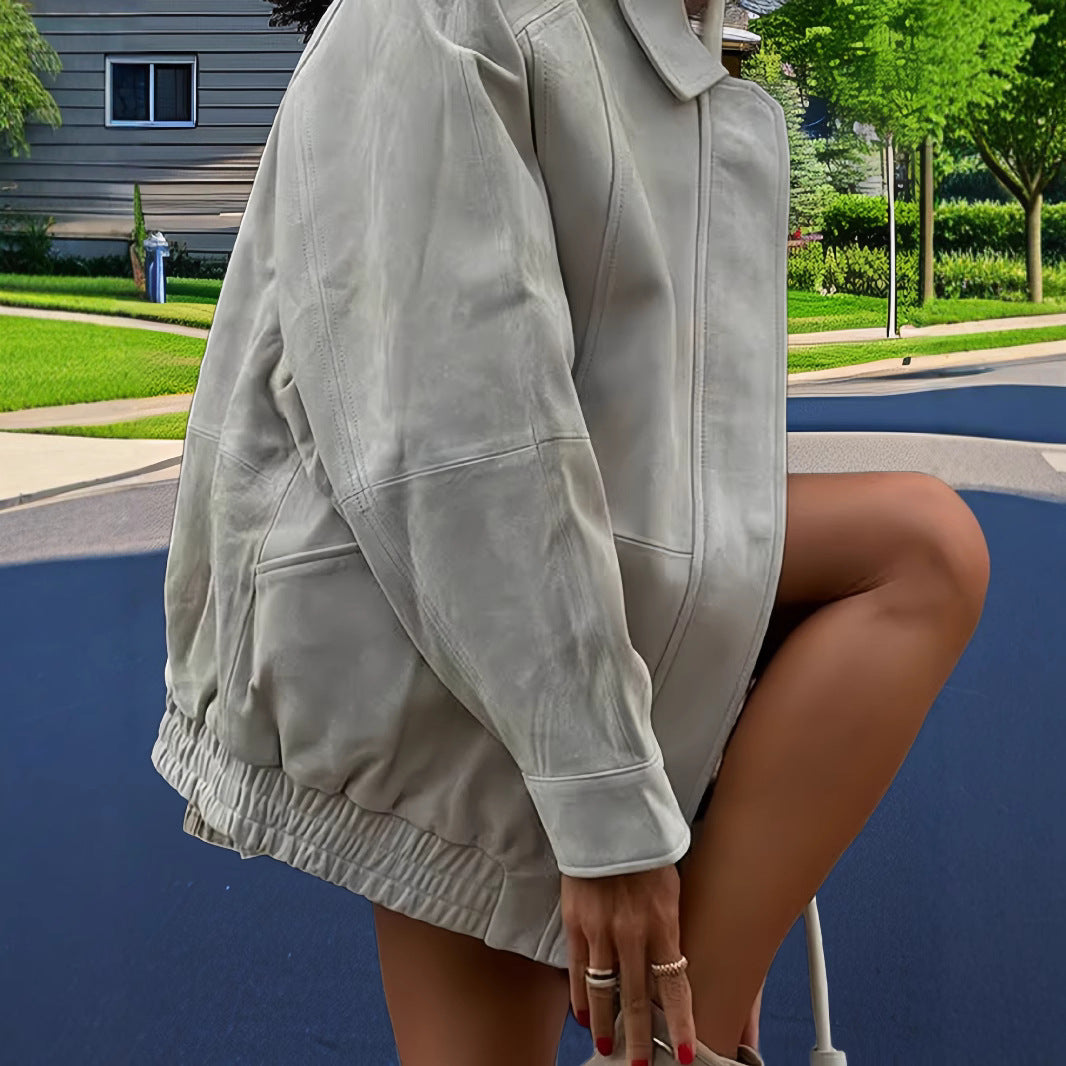 Dams casual konstläderjacka i modern oversized passform Mirla-Eva Jonsson