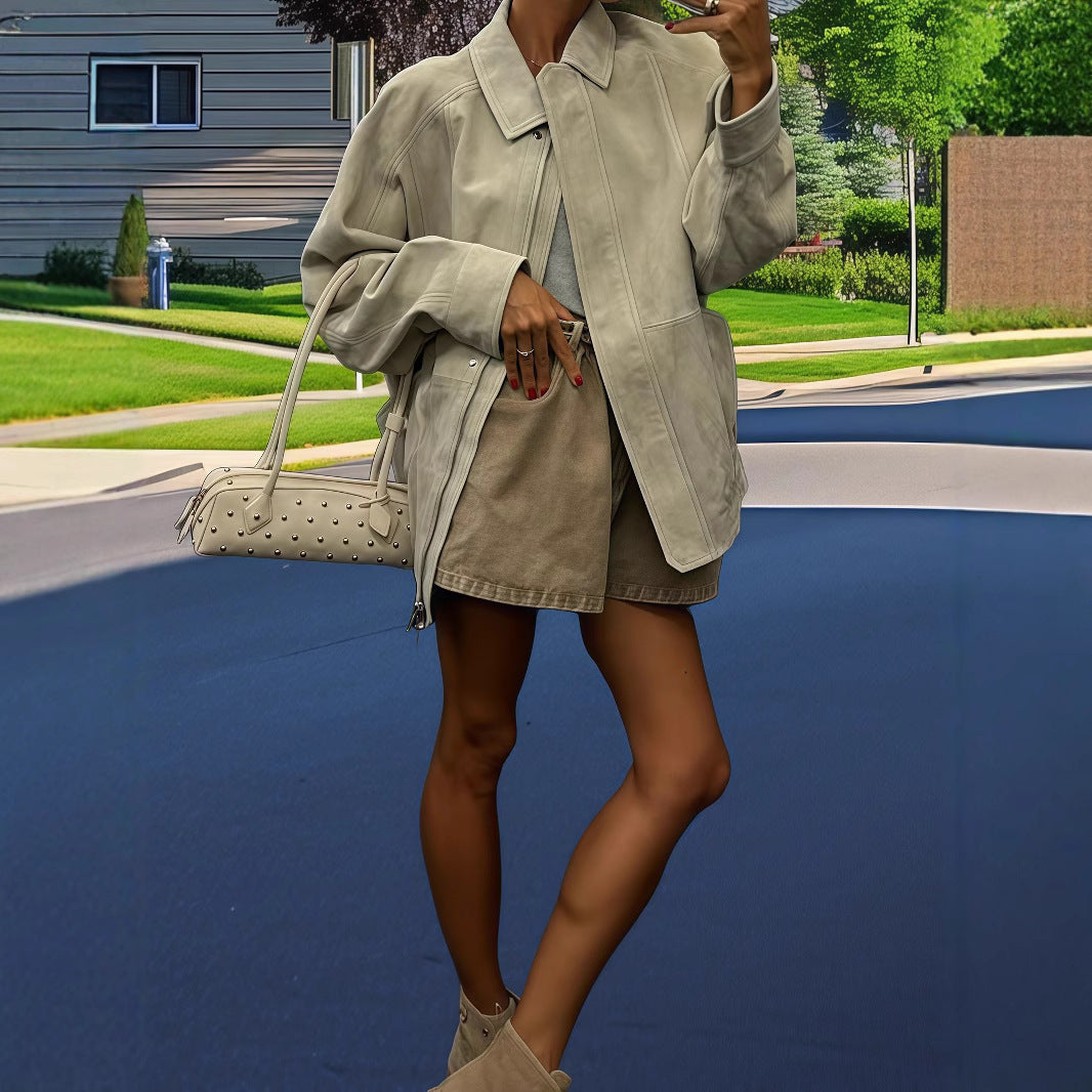 Dams casual konstläderjacka i modern oversized passform Mirla-Eva Jonsson