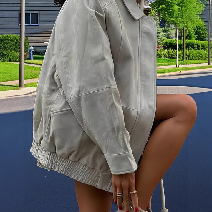 Dams casual konstläderjacka i modern oversized passform Mirla-Eva Jonsson