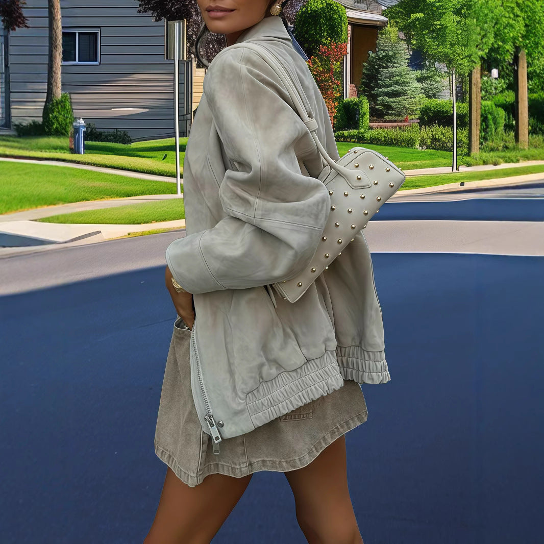 Dams casual konstläderjacka i modern oversized passform Mirla-Eva Jonsson