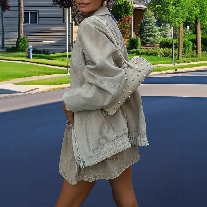 Dams casual konstläderjacka i modern oversized passform Mirla-Eva Jonsson