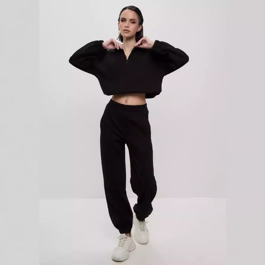 Dams cropped Zip-tröja och joggingbyxor Set Mirla-Eva Jonsson