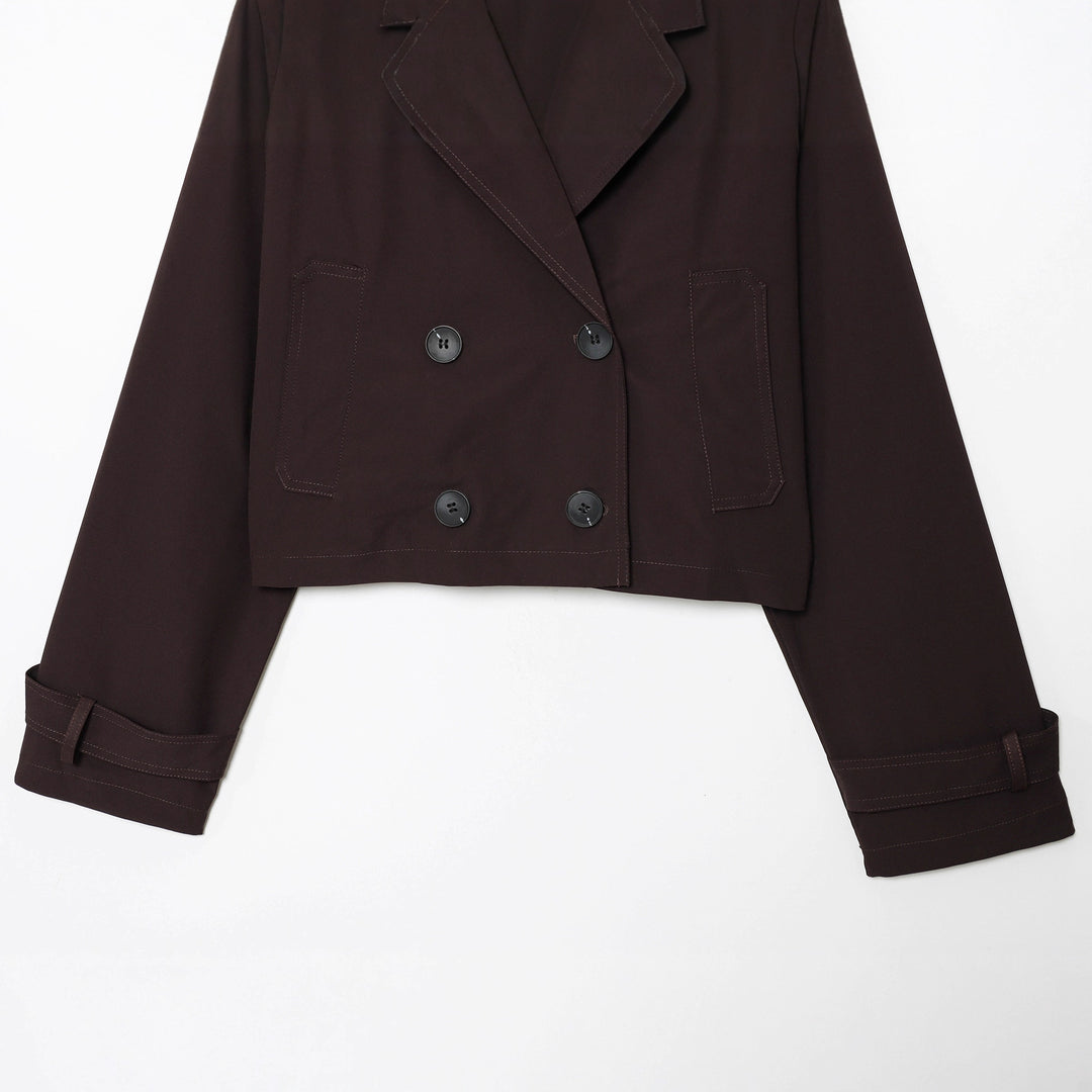 Dams cropped trenchcoat med dubbel knapprad Mirla-Eva Jonsson