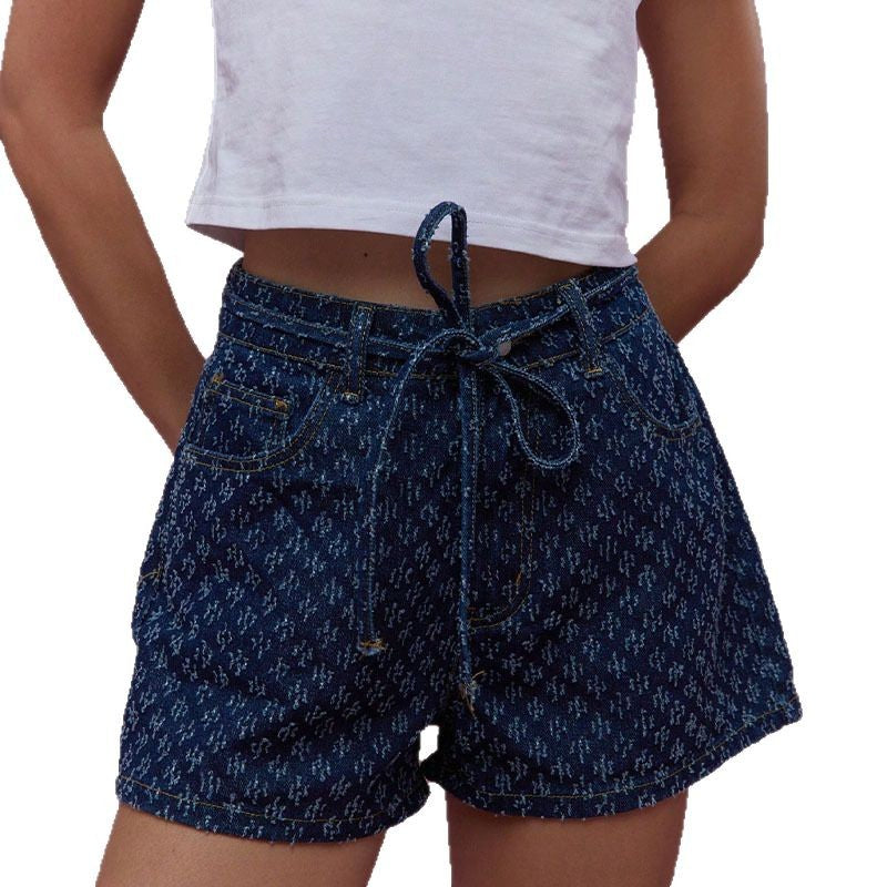 Dams denim shorts med justerbart midjeband och trendig skärning-Eva Jonsson