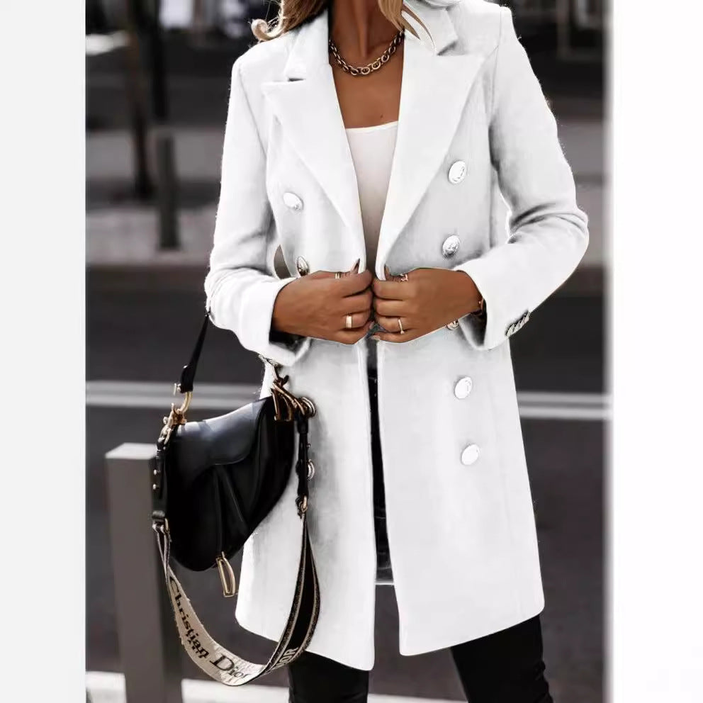 Dams elegant ullkappa med dubbel knappslå Mirla-Eva Jonsson